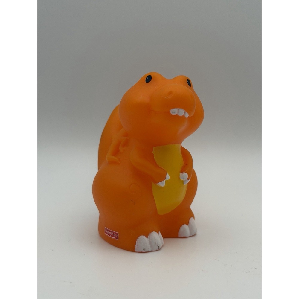 RARE Fisher Price Little People Orange T-Rex Baby Dinosaur Prehistoric Dino Toy